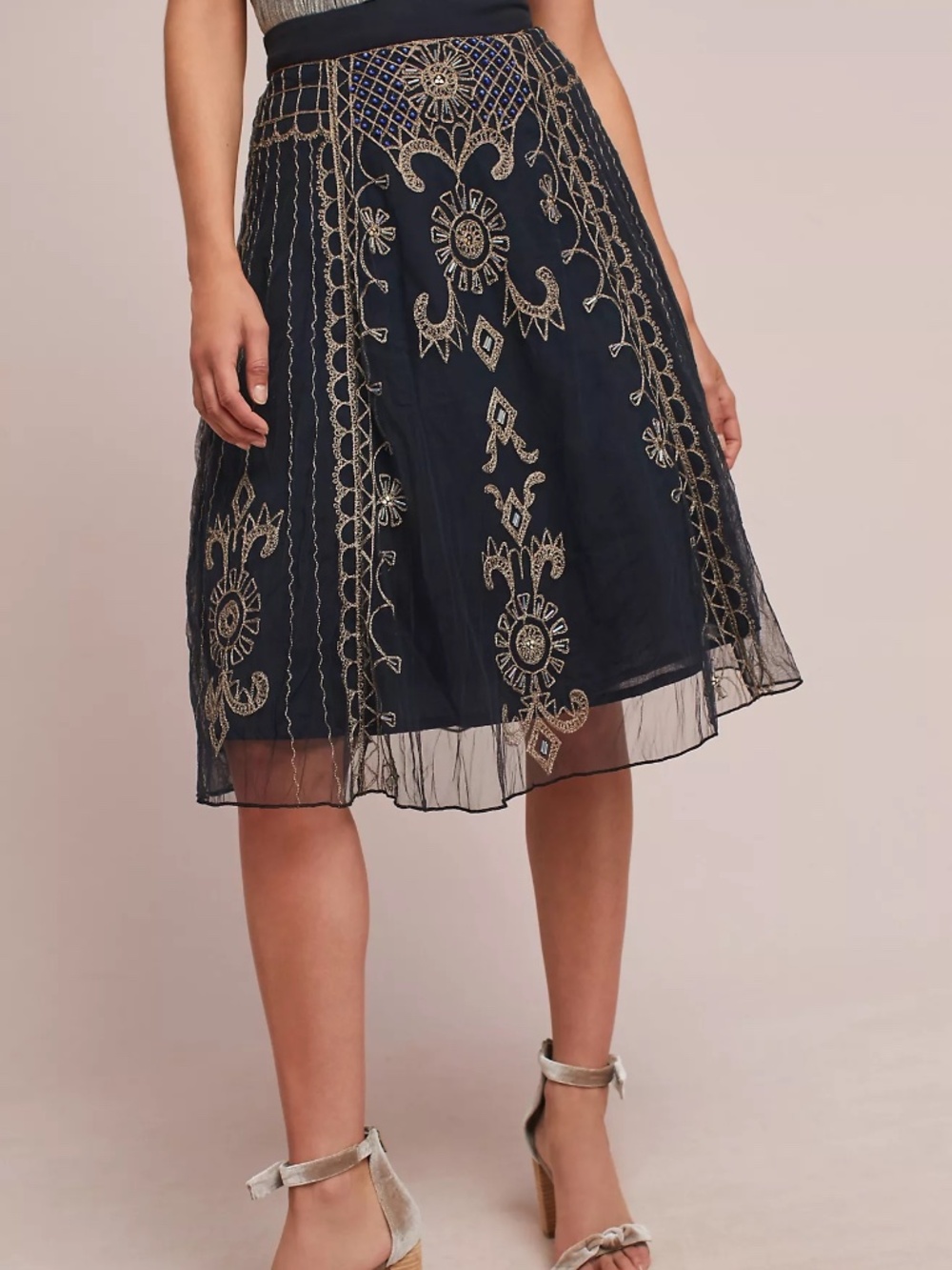 Anthropologie Bl-nk Embroidered Amande Skirt, SP, NWT
